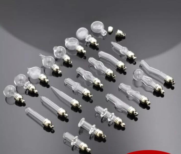 chili 5mm glue cap glass Vial Pendant locket charm mini wishing glass bottle with Tassel cap name on rice art jewelry making jar