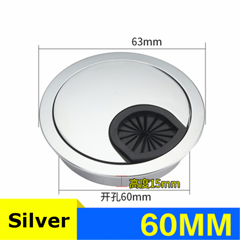 Wonzeal Zinc Alloy Round Table Wire Hole Covers Outlet Port Computer PC Desk Cable Grommet Line Holder 50mm/53mm/60mm/80mm: Silver 60mm