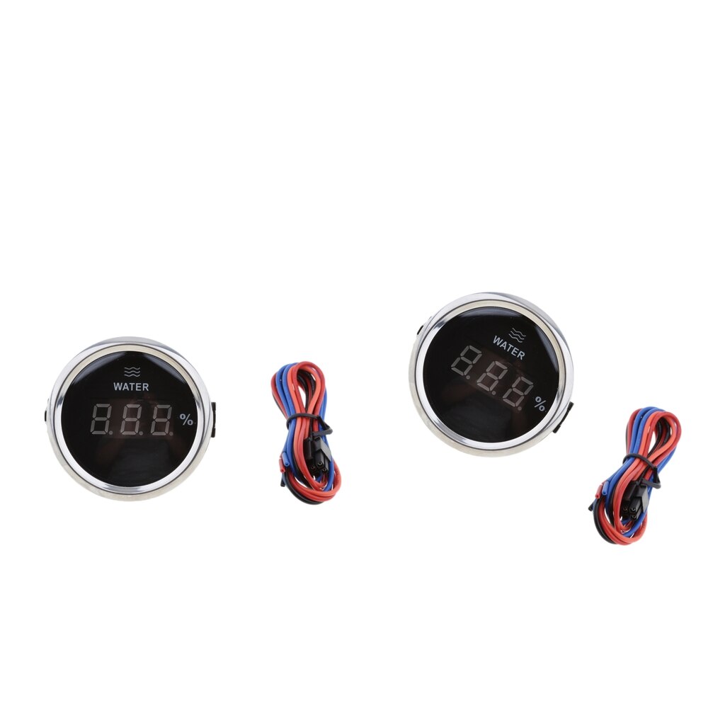 2x Marine Digital Water Level Gauge 2" 316L Black Chrome 800-00214
