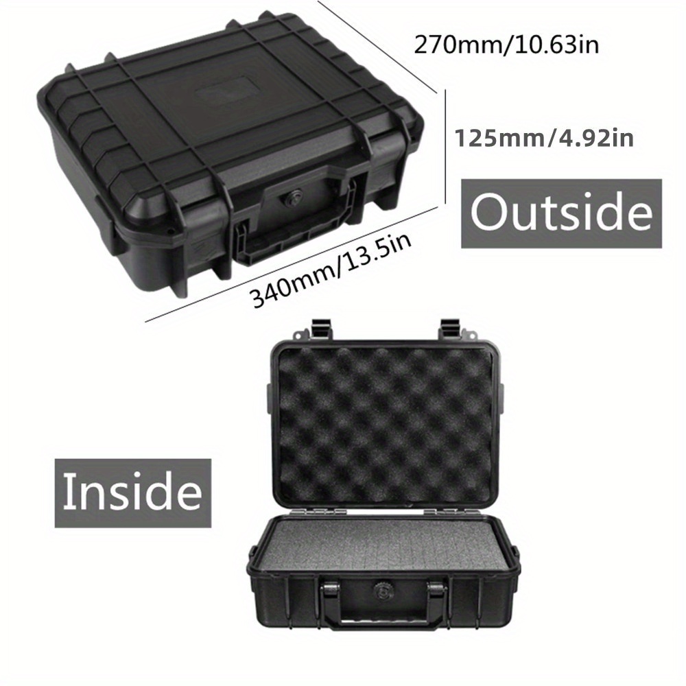 1pc waterdichte harde draagtas tas gereedschapskoffer met voorgesneden spons opbergdoos veiligheidsbeschermer organisator hardware gereedschapskist impact: Dark Gray