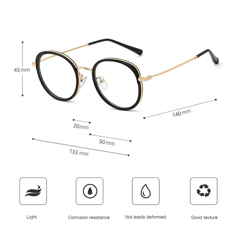 Montura de gafas redondas transparentes para mujer, lentes ópticas de Metal Retro vintage, de lujo, de gran tamaño,