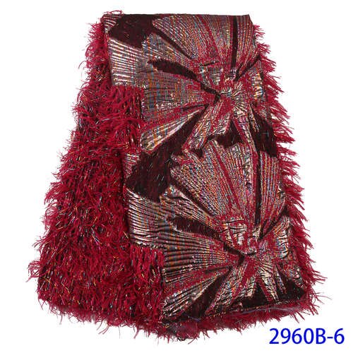 Fransk blondestof brokadestof blonde nigeriansk blondestof blonde med fjer  ks2960b: Billede 6