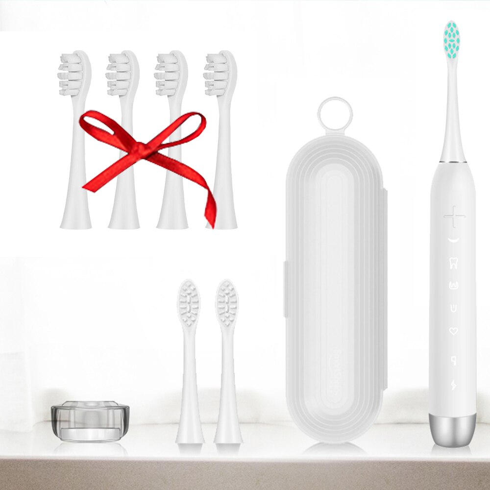SmartSonic Waterproof Sonic Electric Toothbrush USB Rechargeable Tooth Brush Ultrasonic Toothbrush with 2 Brush Heads