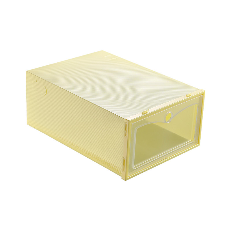 1pack Transparent Shoe Box Dustproof Storage Box Can Be Placed Combination Shoe Cabinet Clamshell Shoe Storage Box 21.5x12x31cm: Yellow Color