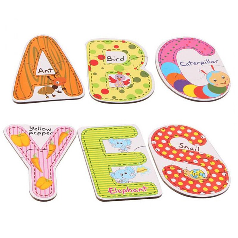 26 stks/set Cartoon Alfabet Letters Papier Speelgoed Baby Cognitieve Vroege Leren Onderwijs Speelgoed Voor Kinderen