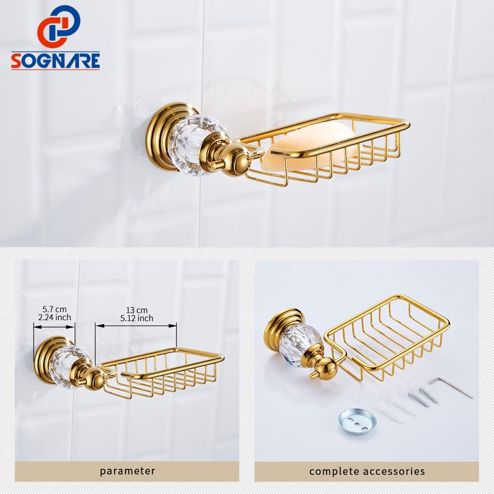 Luxury Gold Crystal Bathroom Accessories set 6pcs Bath Hardware Sets Wall-mounted Soap Holder,Towel Rail,Toilet Paper Holder