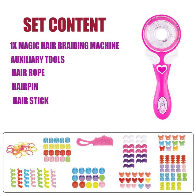 DIY Electric Automatic Hair Braider Three Strands Hair Braiding Machine DIY Hair Styling Tools Adult Kids Hair Braiding Tools: Pink 1 with box