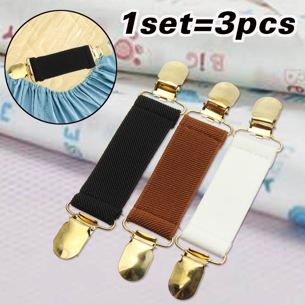 3 stks Metalen Jurk Broek Clip Kledingstuk Tailleband Extender Kleding Accessoire Multifunctionele voor Vast Laken Sofa 135mm * 25mm