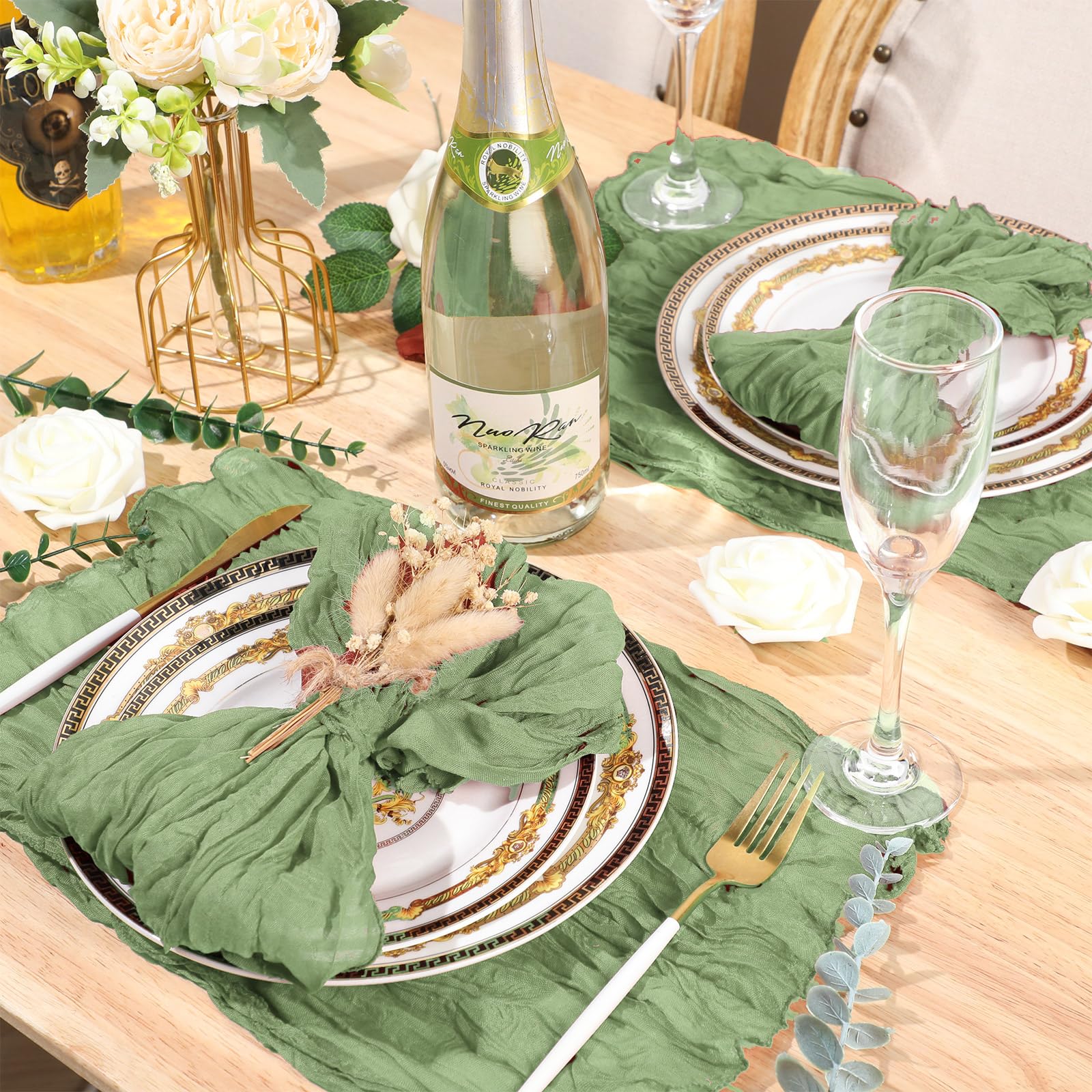 24-120 Stuks Salie Groene Bruiloft Servetten Doek Servetten Katoenen Gaas Handdoek 20Inch Servetten Dineren Placemats Feesttafel Decor