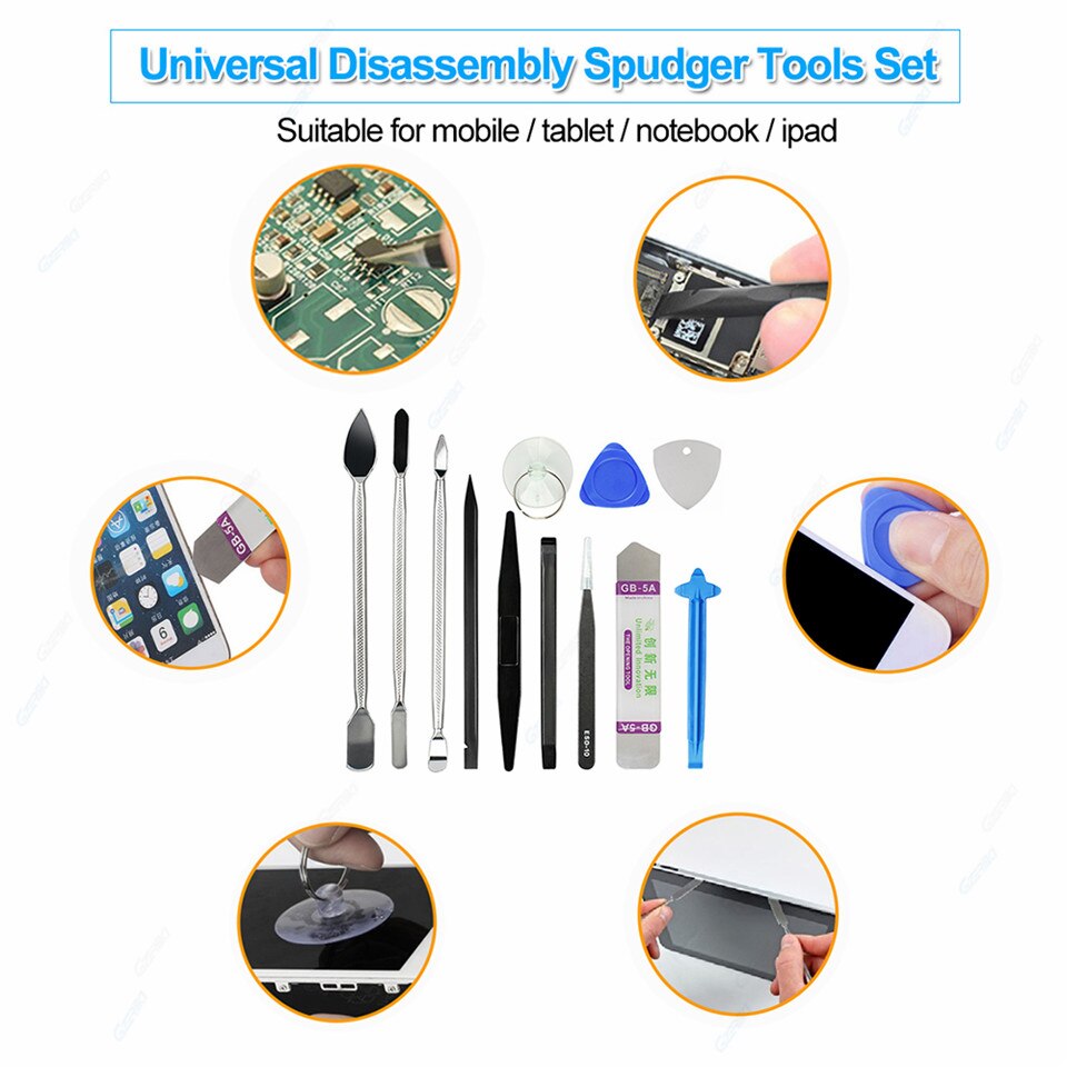 12 in 1 Mobile Phone Repair Tools Kit LCD Screen Opening Pliers Suction Cup For Phone Laptop Tablet Cell Phone Repair Tools Set