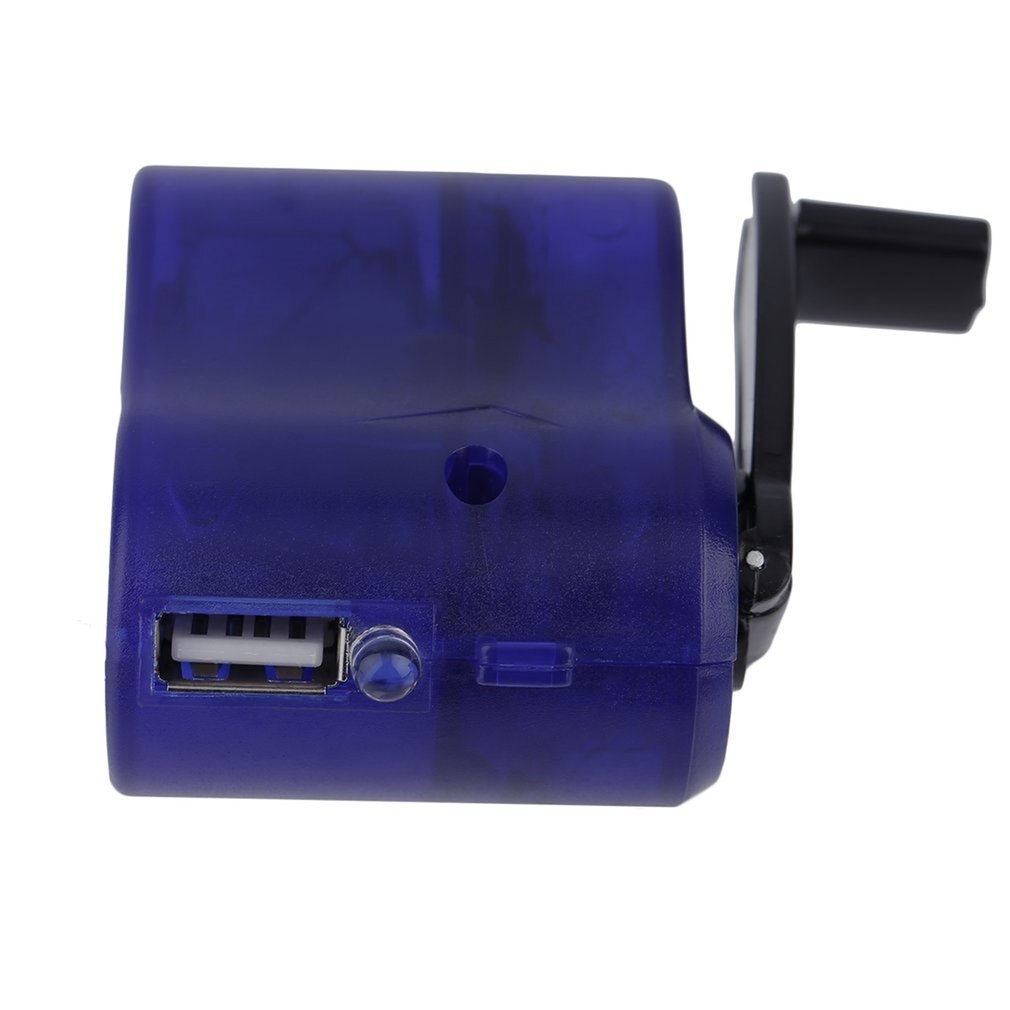 Blue Plastic and Electronic Element USB Travel Emergency Phone Charger Dynamo Hand Manual Charger Blue
