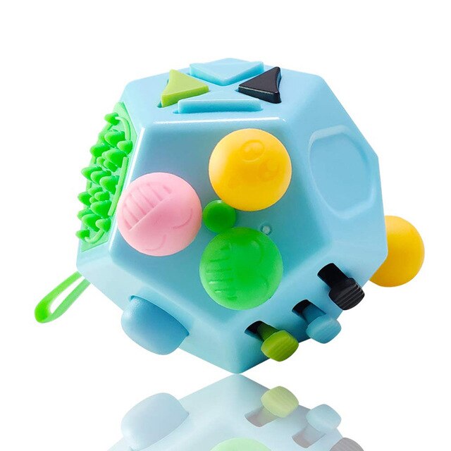 12 Sides Decompression Toy Autism Anxiety Relief Focus Kids Anti-Stress Magic Stress Fidget Toys Finger Tips Anti Irritability: Light Green