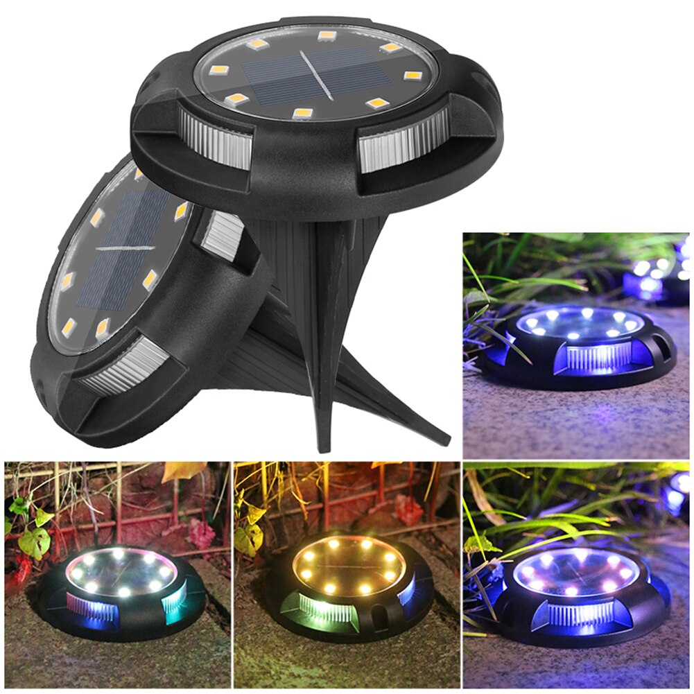 4Pcs Solar Powered Ground Light Waterproof Garden Pathway Deck Lights with Lawn Outdoor Buried Light Plug-in Lamp