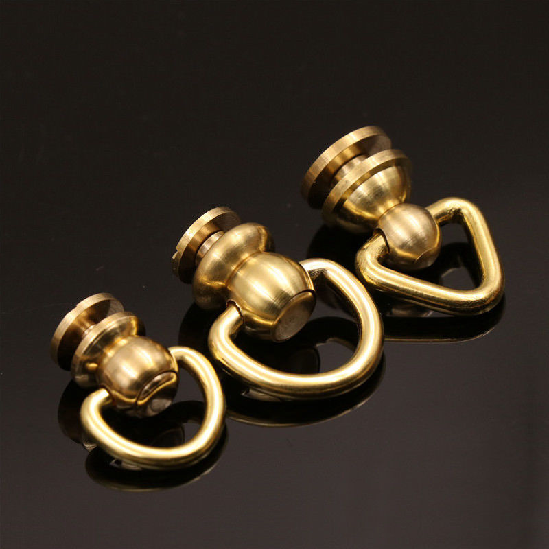 Rivets avec anneau en laiton, goujons de poteau, Rivet avec anneau en D, dos de vis à tête ronde, taches de clou pivotantes à 360 points, artisanat du cuir bricolage-même