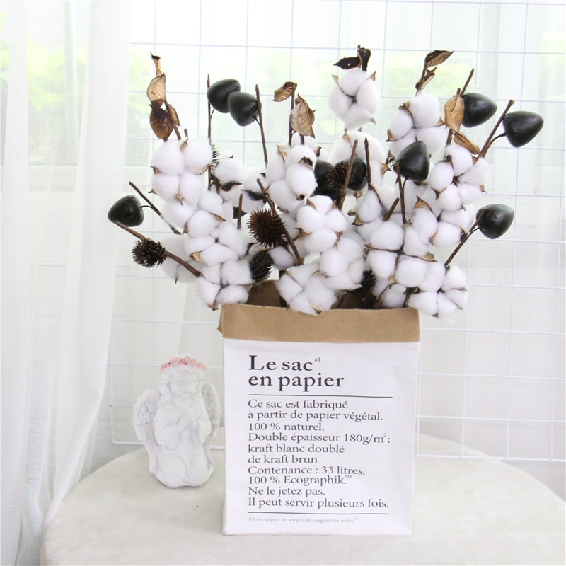 Stil kunstig bomuldsblomst 2 farver enkelt gren simulering blomst gør-det-selv bryllup dekoration til hjemmefest kontor 1 stk.
