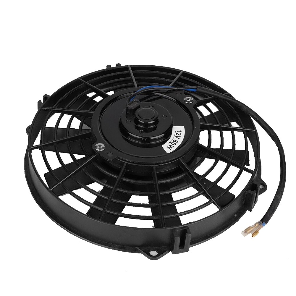 Universele koelventilator 12v 24v 80w 9 inch auto gebogen bladen airconditioner condensor elektrische koelventilator radiator koelventilator