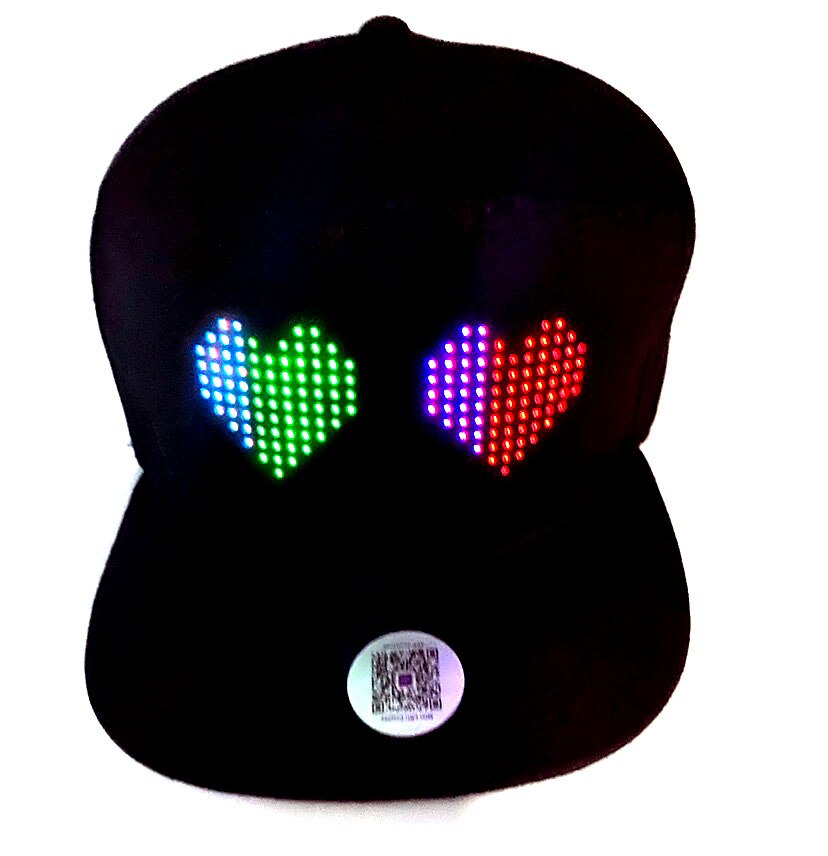 LED Cap, LED Display Screen Smart Hat Bluetooth Adjustable Cool Hat for Party Club: 7-Color