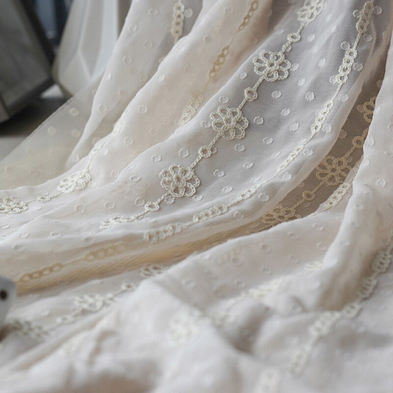 Beige, grå, lyserød blød jacquard broderet chiffon tyl stof til kjole skjorter, i meter , 150cm bred: Beige