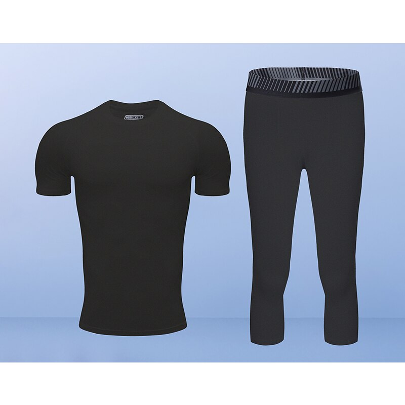 Mallas de otoño e invierno para hombre, pantalones de manga corta, pantalones de siete minutos, para fitness, para hacer ejercicio, conjunto de dos piezas