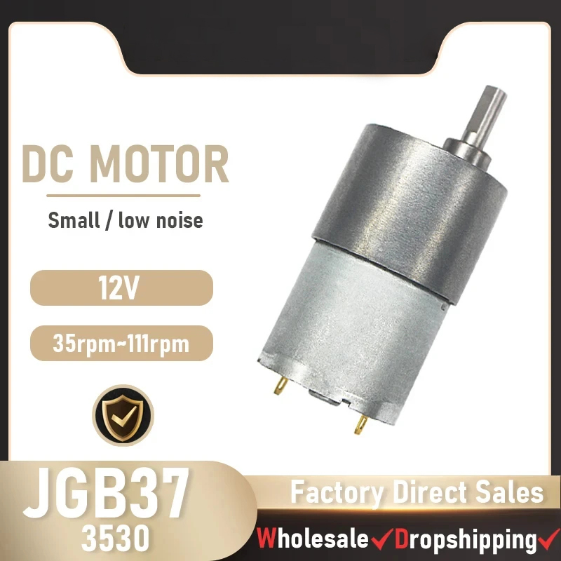 JGB37-3530 DC Motor 12V Micro DC Gear Reduction Motor Forward and Reverse Switching Motor Metal Gear High Torque Motor