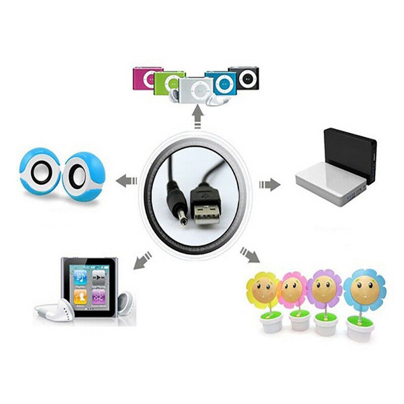 USB Port To 2.5 3.5 4.0 5.5mm 5V DC Barrel Jack Power Cable Cord Connector Black