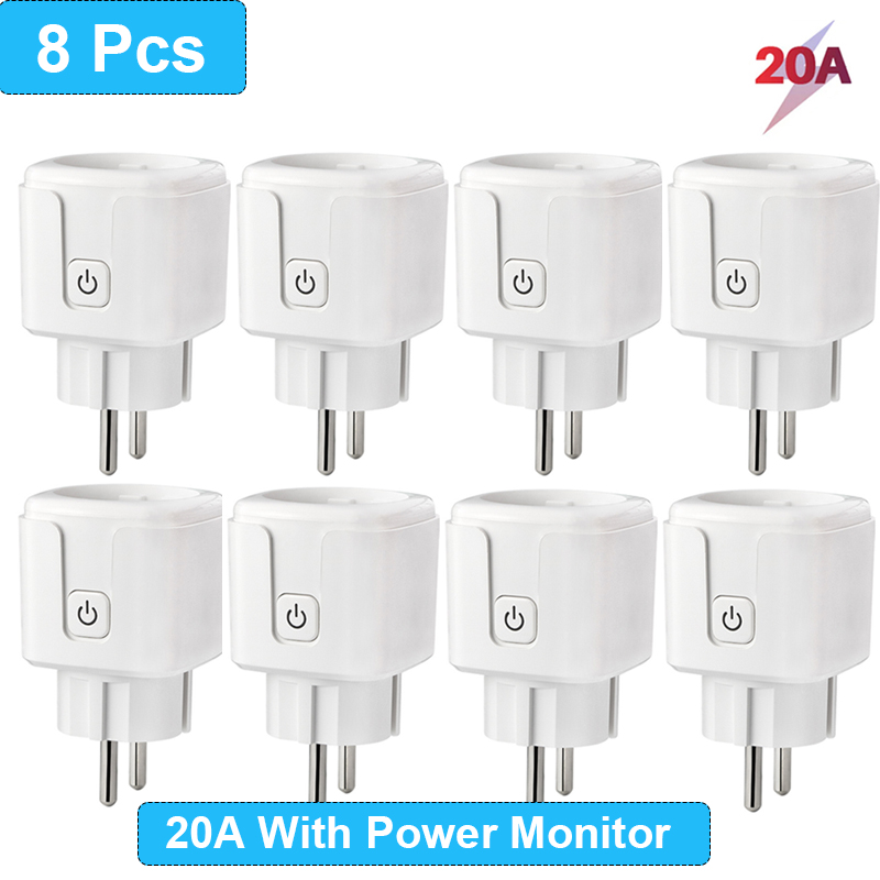 Tuya WiFi Smart Plug 16A/20A EU Smart Socket With Power Monitoring Timing Function Voice Control Via Alexa Google Home Yandex: pink