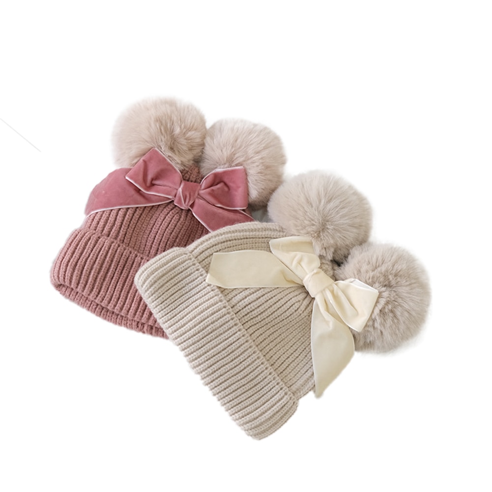Wintermuts met dubbele pompon, peutermuts, kindermuts met pompon, babymuts met slouchy gebreide muts, wintermuts met pompon