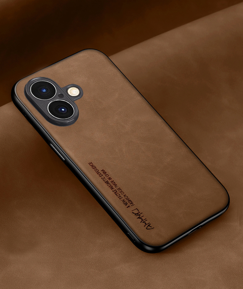 Eenvoudig patroon Zachte lederen hoes voor Apple Iphone 17 Pro Max TPU Siliconen bumperhoes voor Apple Iphone 17 Air Case: Katoenen stof / Bruin