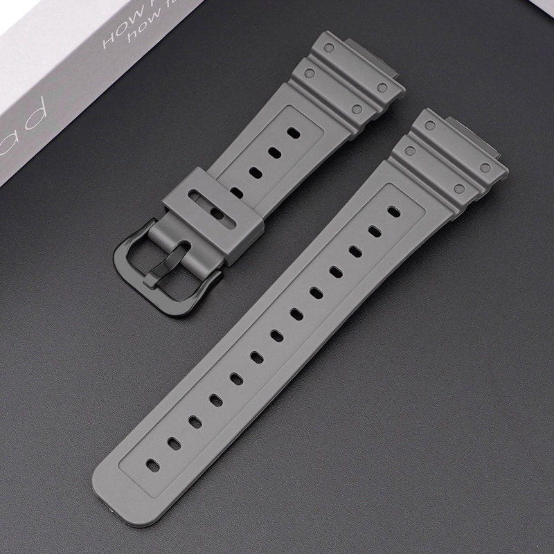 Bracelet de montre en caoutchouc pour Casio AQ-S810W/S800W AE-1000W SGW-400H/300H/500H W-735H, Silicone noir, boucle ardillon: Grey 02