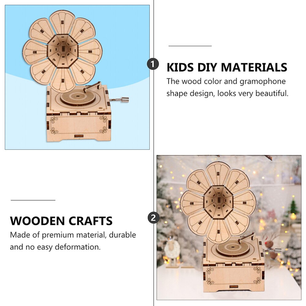 1 Set Houten Diy Kids Musical Box Ambachten Educatief Montage Materiaal Kit