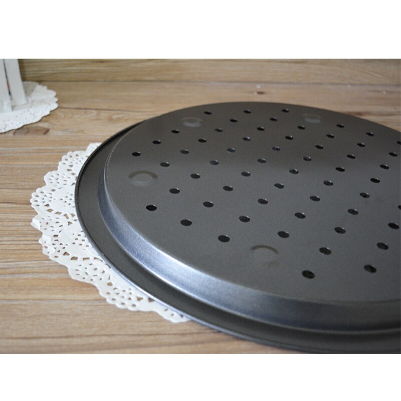 14 inch Carbon Staal Pizza Lade Pizza Pan met Gaten Grote Size Non Stick Ronde Pizza Oven Pan Bakplaat Thuis Keuken bakvormen