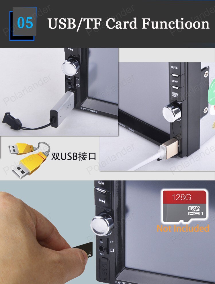 2din Car Radio Player 6.6 inch TFT Double din Touch Screen Audio 2 Din Autoradio MirrorLink Multimedia Player FM Stereo
