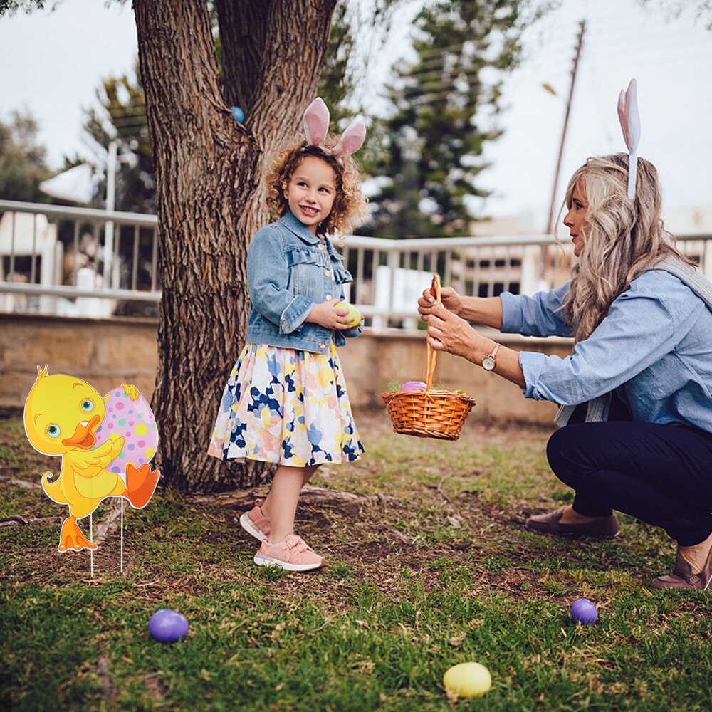 1pc Easter Garden Sign Outdoor Decoration Sign Easter Party Decoration