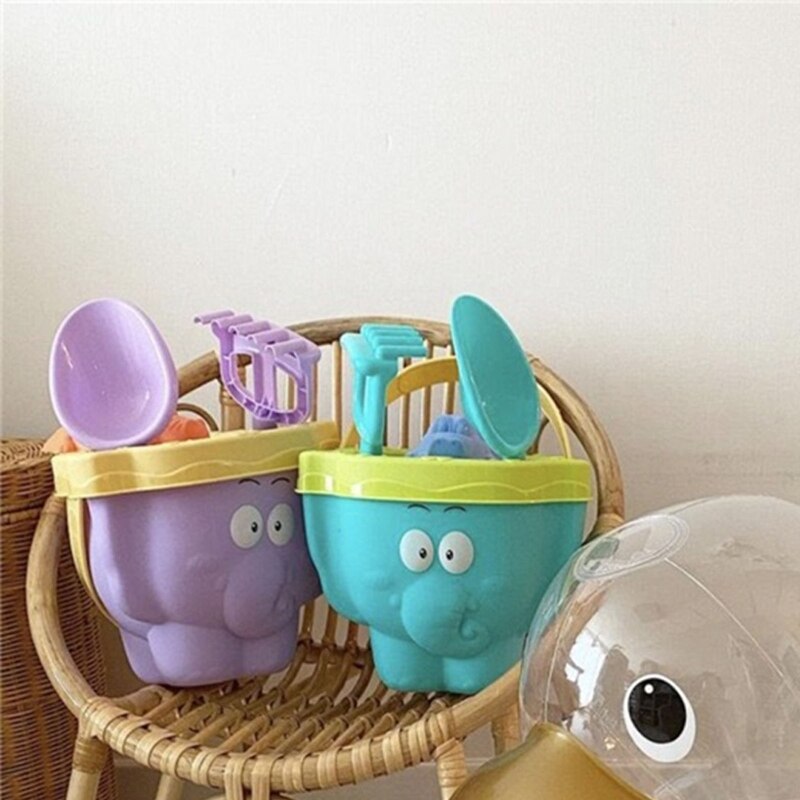 Elephant Beach Toys Set Kids Sand Toy Bucket Rake Shovel Turtle Crocodile Hippo Molds Water Toys