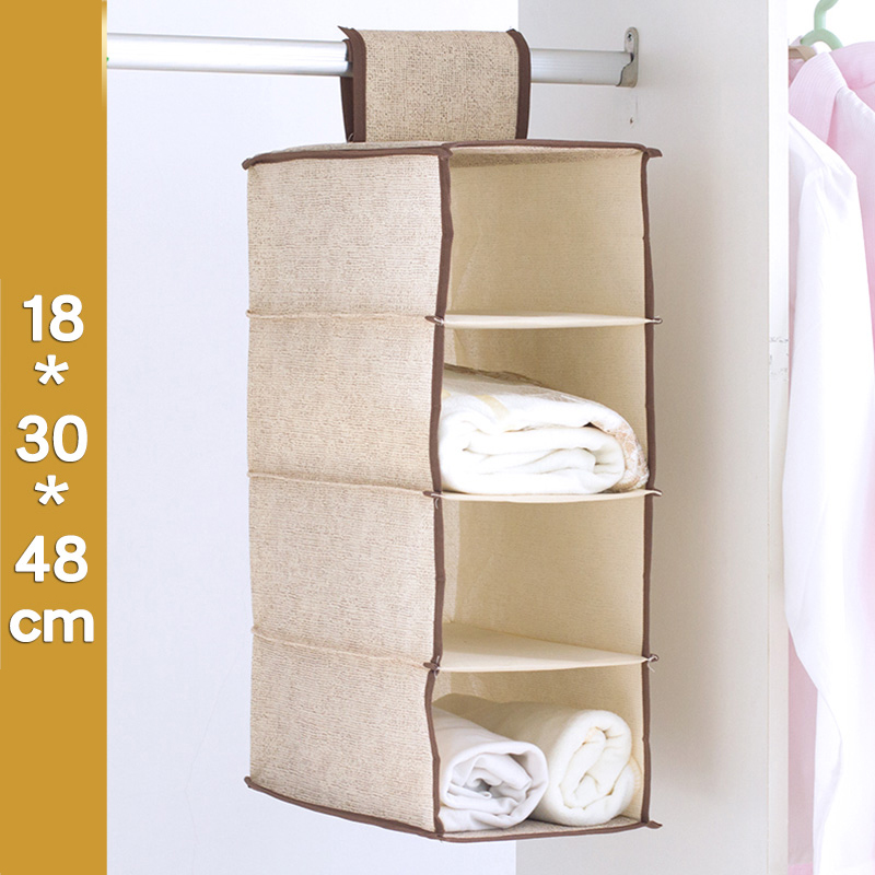 Wardrobe Hanging Organizer Storage Drawer for Clothes Cotton Linen Sundries Box Baskets Underwear Organizador De Bolsos De Mujer: 4 layers rectangle