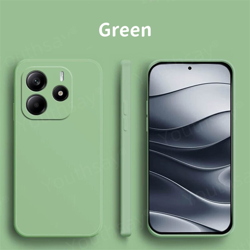Coque de luxe en silicone liquide pour Redmi Note 14, coque de téléphone souple, pare-chocs d'origine, 5G: green