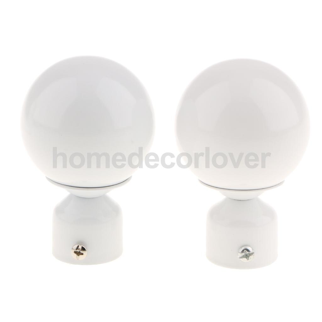 2Pcs Window Curtain Rod Drapery Pole Finals Decorative Heads Cap 28mm Inner Diameter: Ball White 