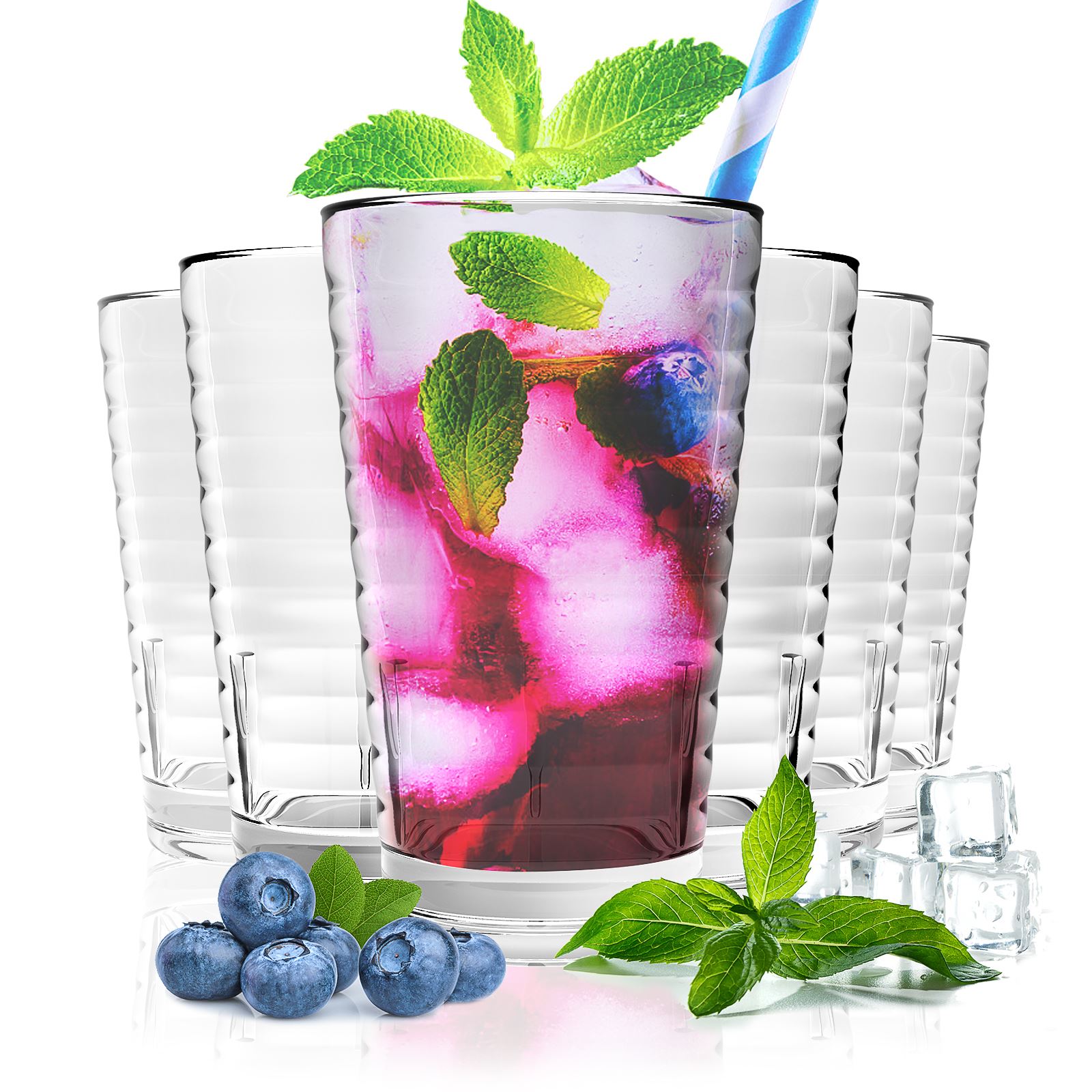 6PCS 385ml Stackable Plastic Glasses Unbreakable Tumblers Food Grade Materials Acrylic Drinking Glasses Set Of 6