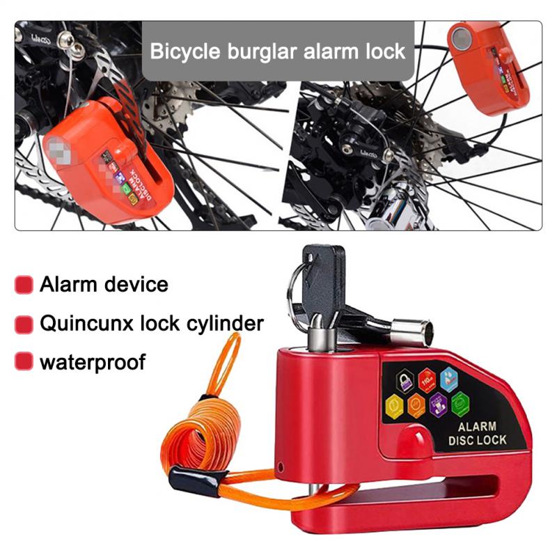 Bicycle Lock Anti-Theft Electric Mountain Bike Motorcycle Lock Disc Brake Alarm 110 Db High Decibel Loud Bicycle Accessories