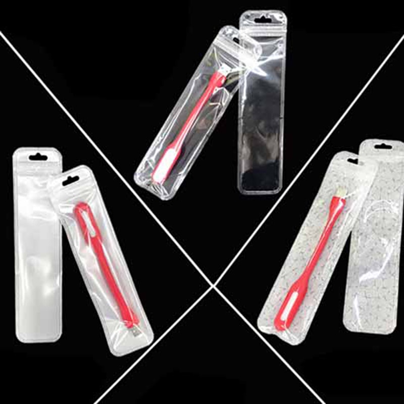 50 Stuks Clear Zip Pen Zak Met Hang Gat Plastic Hersluitbare Poly Zakjes Pen Verpakking Tassen Sieraden Ketting Tas