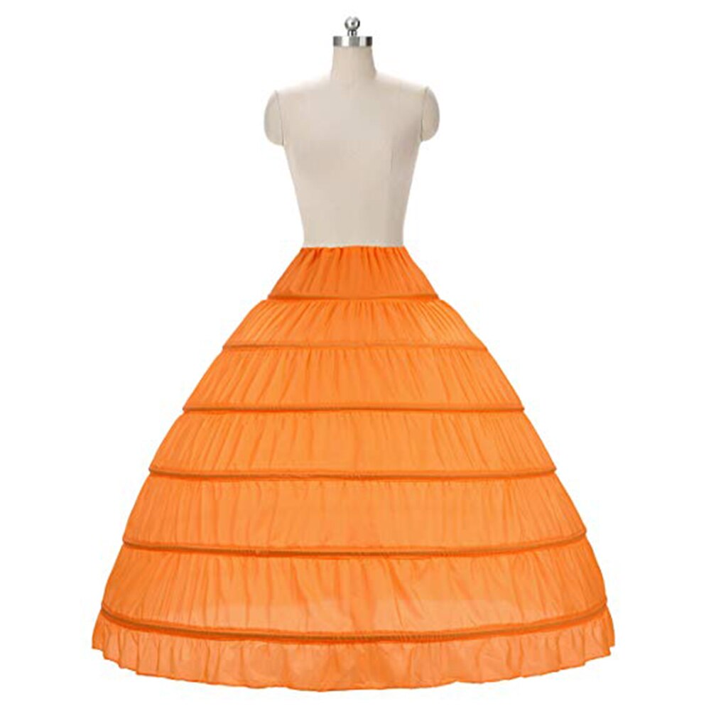 White 6 Hoops Petticoats Bustle for Ball Gown Wedding Dresses Underskirt Bridal Accessories Bridal Crinolines Skirts: Orange