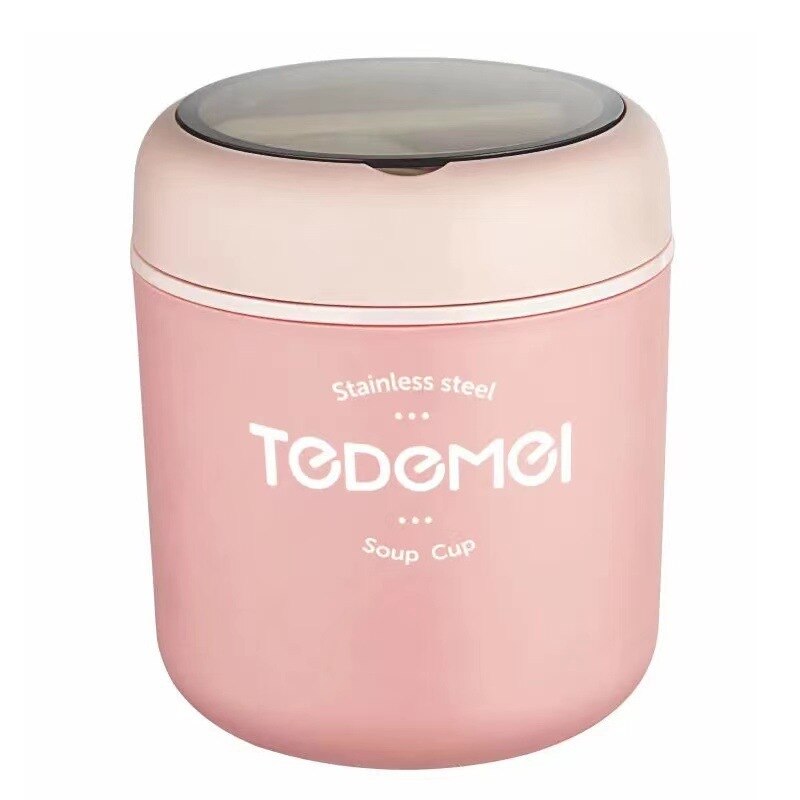 500ML Mini Thermos Soup Cup Lunch Box Stainless Steel Food Thermos Mug Container Microwave Oven Soup Cup Bento Box For Kids: A-Pink