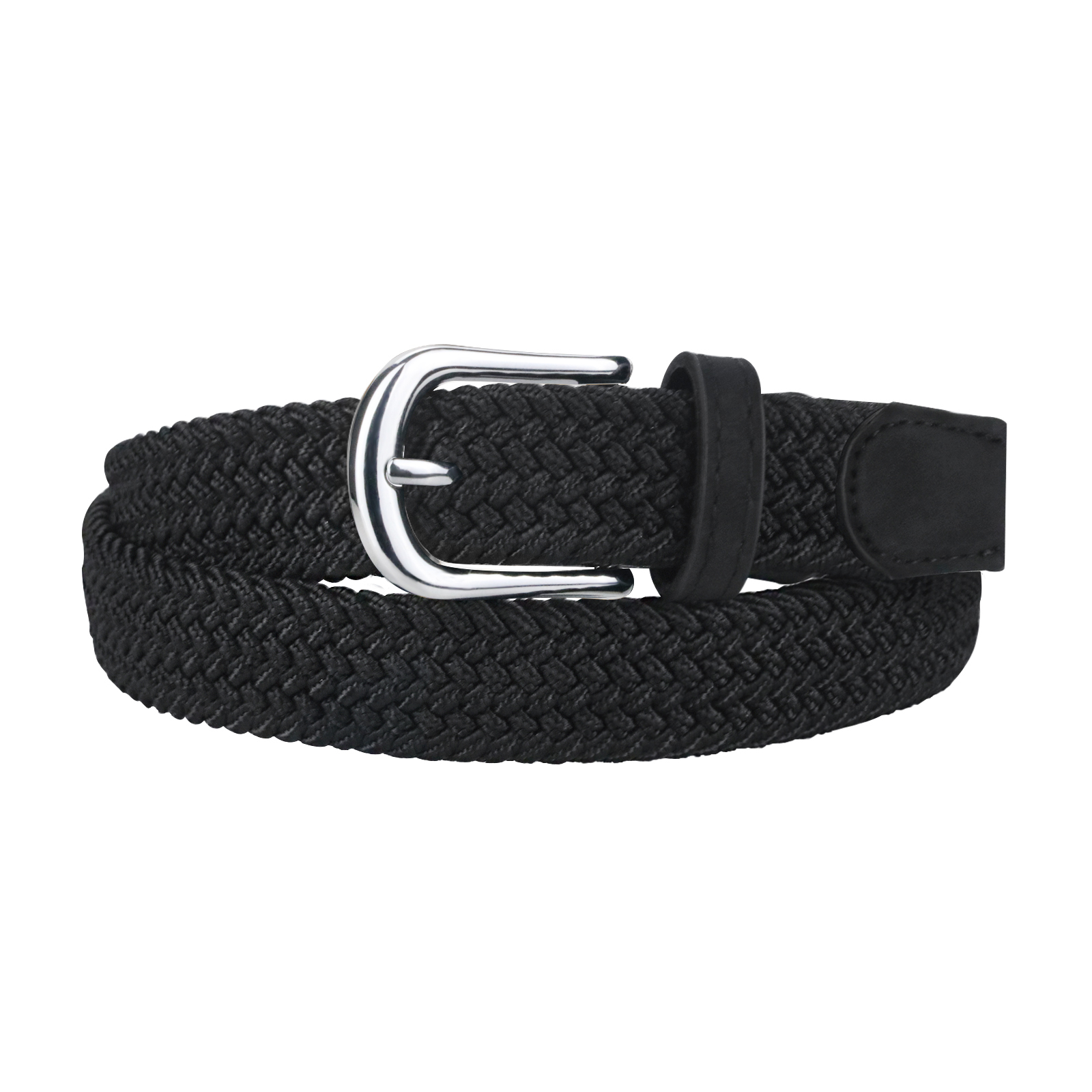 MaiKun Canvas Braided Belts for Women Adjustable Big Size Metal Pin Buckle Elastic Waistband Casual Style: GRAY / 120cm