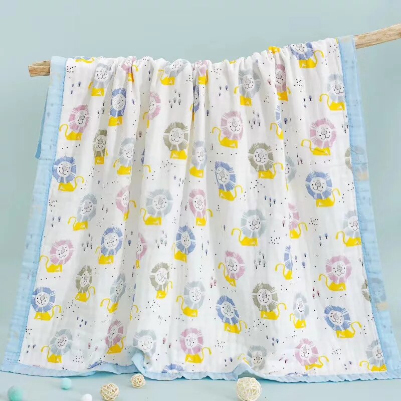 120*150cm 6 layers muslin cotton baby sleeping blanket swaddle breathable infant kids children baby blanket: 03