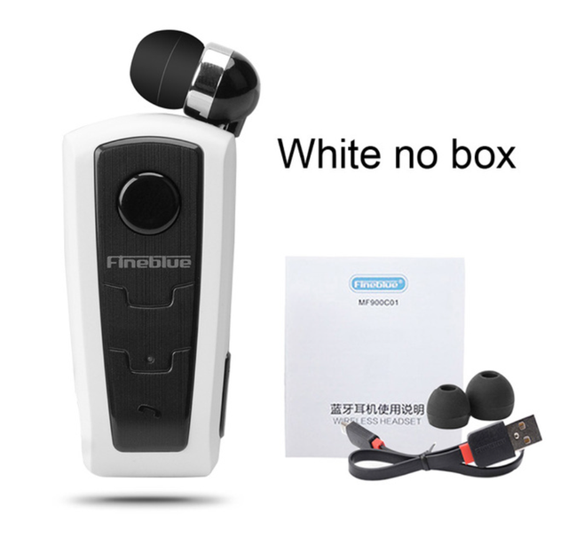 100% Original Fineblue F910 Wireless Bluetooth V4.0 Headset In-Ear Vibrating Alert Wear Clip Hands Free Earphone For Smartphones: White no box