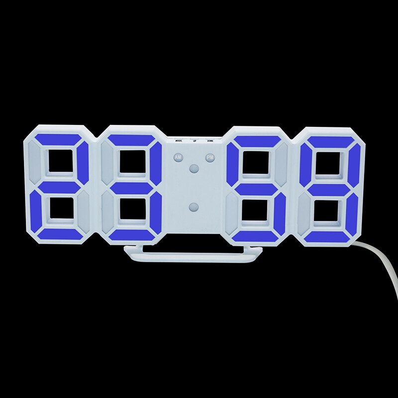 Bord 3d digital klokke alarm slumre hjemmerom dekal vekkerklokke moderne digital ledet bordklokke klokker 24 eller 12- tidtaker: Wl
