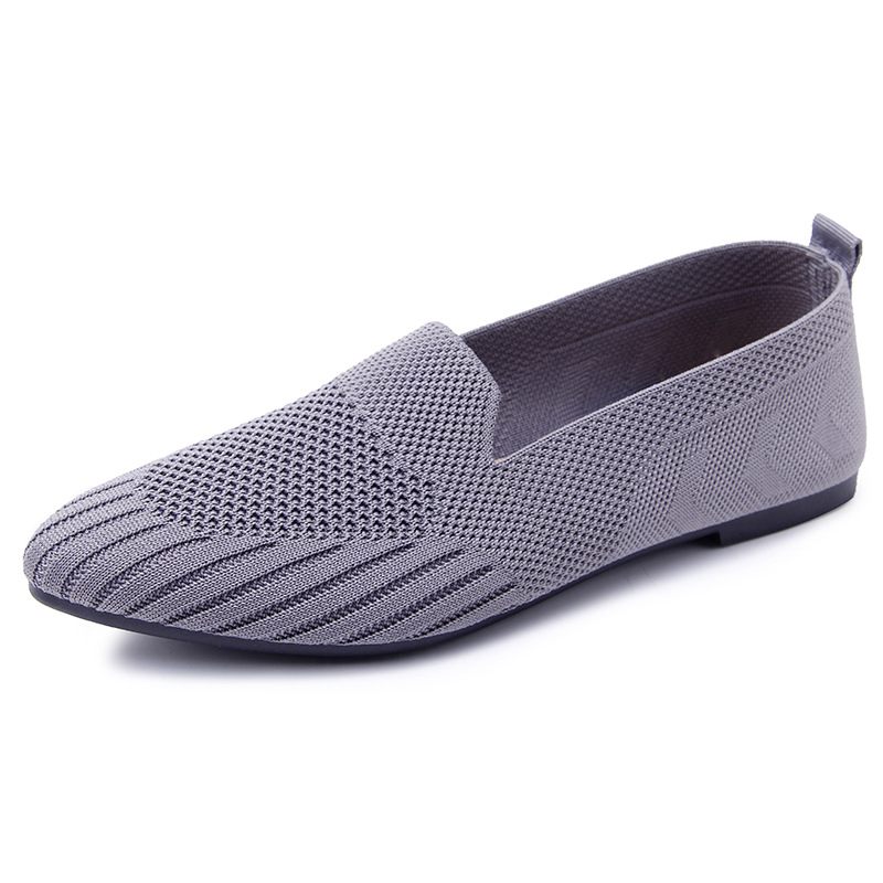 Kvinder flade sko spids sort kontor sort flade arbejdssko dame loafers åndbar sapato feminino dame bådsko: Grå / 39
