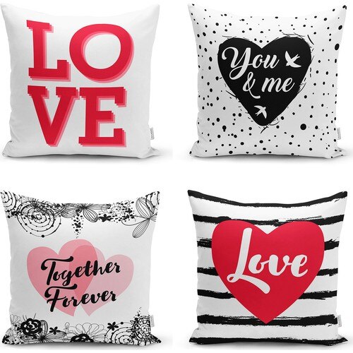 Twinklebabyrooms 4'lü el día de San Valentín Konseptli especial moderno Kombin cojín almohada decorar Set de fundas