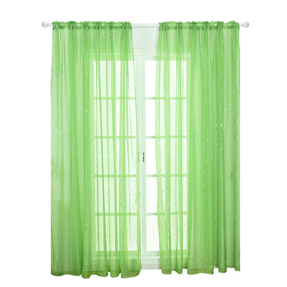 Bianco Lucido Nastro stella Tulle Tende per Il Salone Trasparente Tulle Tende Della Finestra Tende Blu stella s Tenda Pura: verde