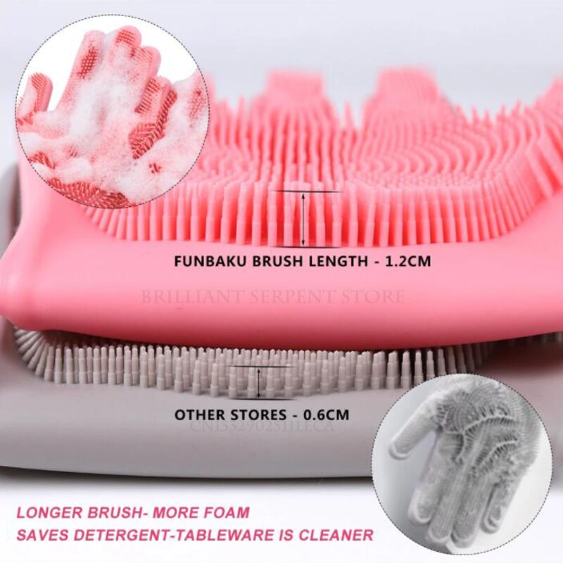 Esponja de silicona mágica para lavar platos, goma para fregar platos, guantes de lavado, limpieza de cocina para el hogar, 1 par